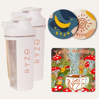 RYZE 2 Shaker Bottles + FREE Gifts